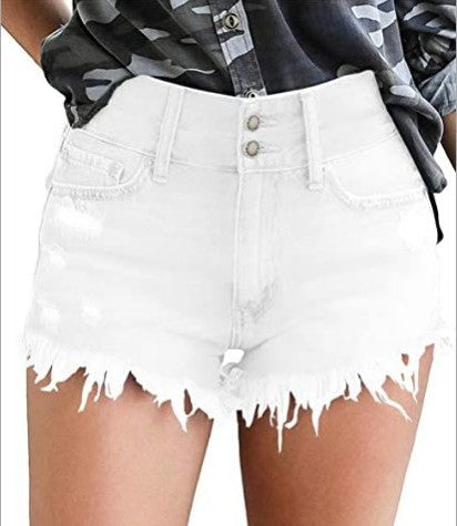 Fringed Ladies High Stretch Denim Short apparel & accessories