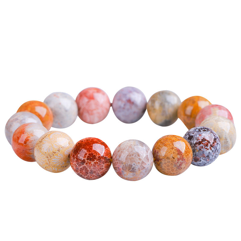 Natural Coral Jade Bracelet Female Big Hand-held Fireworks Jewelry