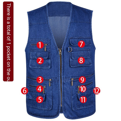 Vest Man V-neck Multi-pocket Outdoor Casual apparels & accessories