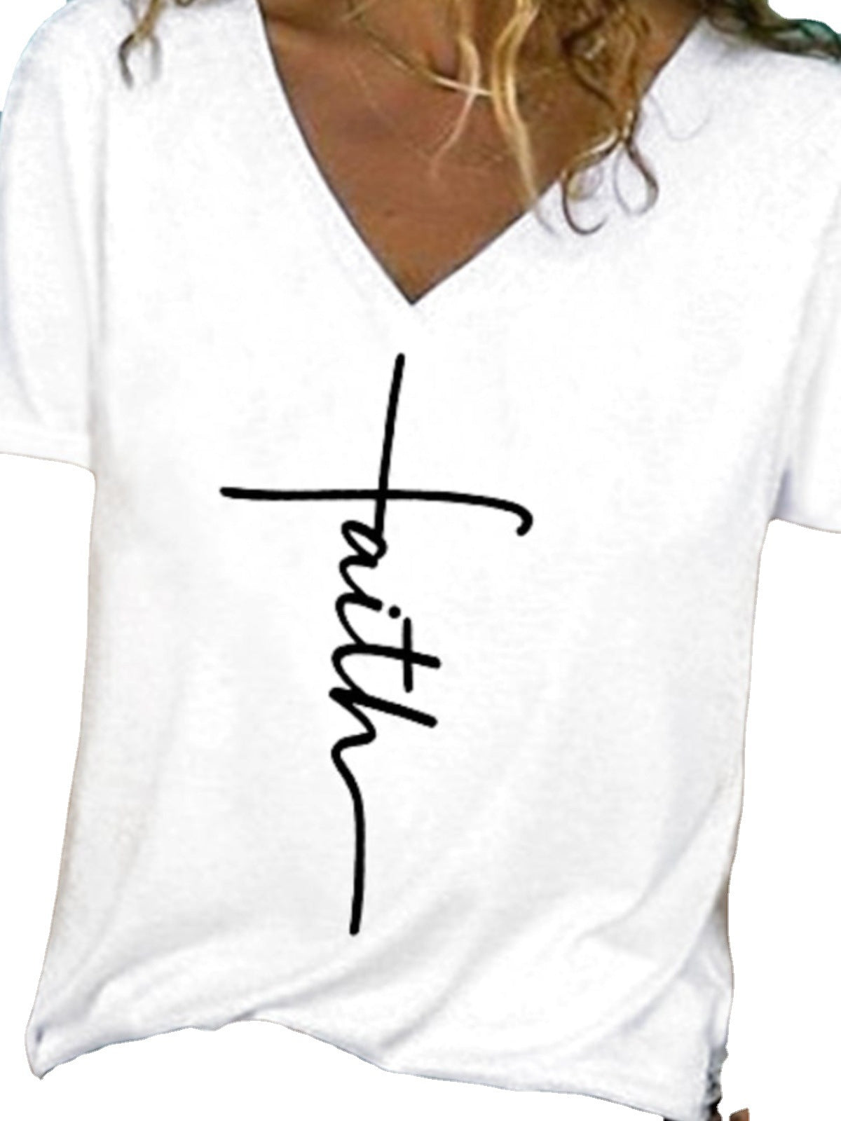 Women's Fashion V-neck Printed T-shirt apparel & accessories