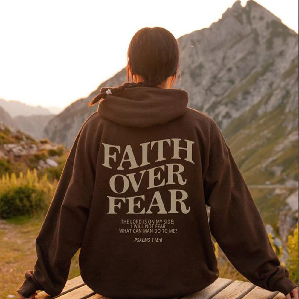 Hoodie Faith Fear Printed Sweatshirt apparels & accessories