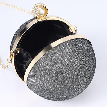 Premium Flash Round Pearl Bag For Women's Retro apparel & accessories