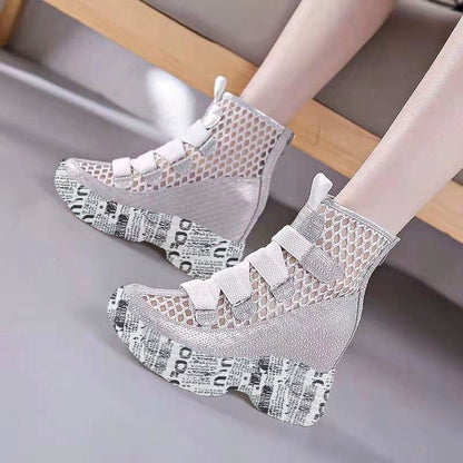 Thick Soled Wedge Heels Inside Heightening Women's Cool Boots Shoes & Bags