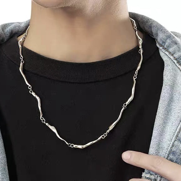 Twisted Wave Pattern Necklace For Men And Women Jewelry