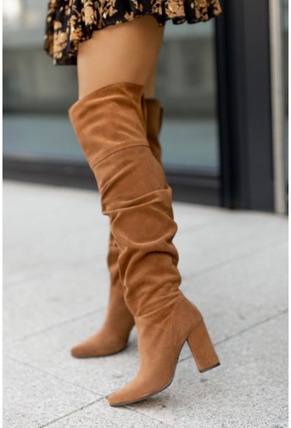 Fall Winter Fashion High Heel Pointed Toe Suede Women's Over-the-knee Boots Shoes & Bags