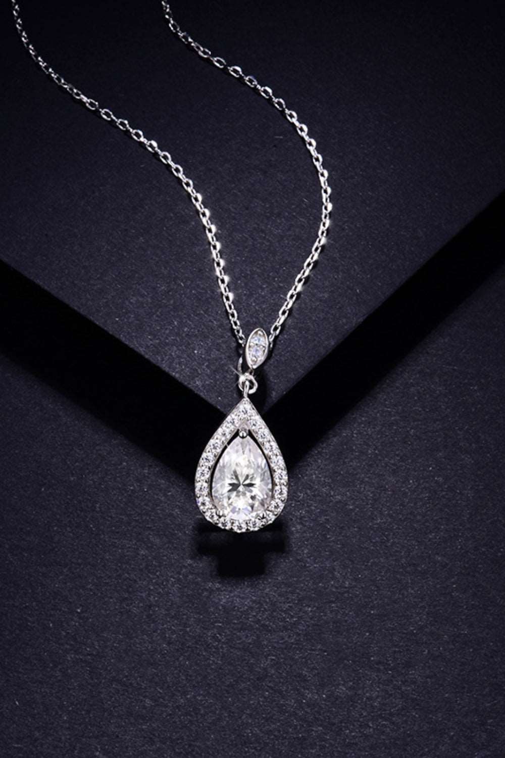 1.5 Carat Moissanite 925 Sterling Silver Teardrop Necklace apparel & accessories