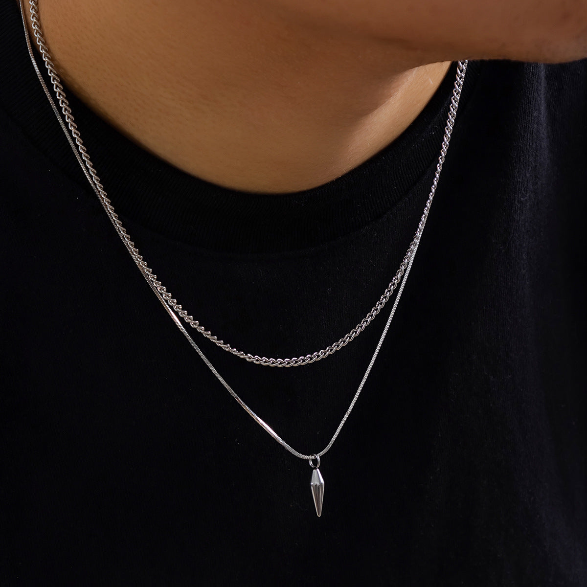 Niche Rivet Necklace Ornament Men's Trendy Hip Hop Cool Long Sweater Chain Jewelry