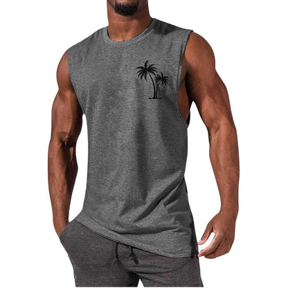 Coconut Tree Embroidery Vest Summer Beach Tank Tops apparel & accessories