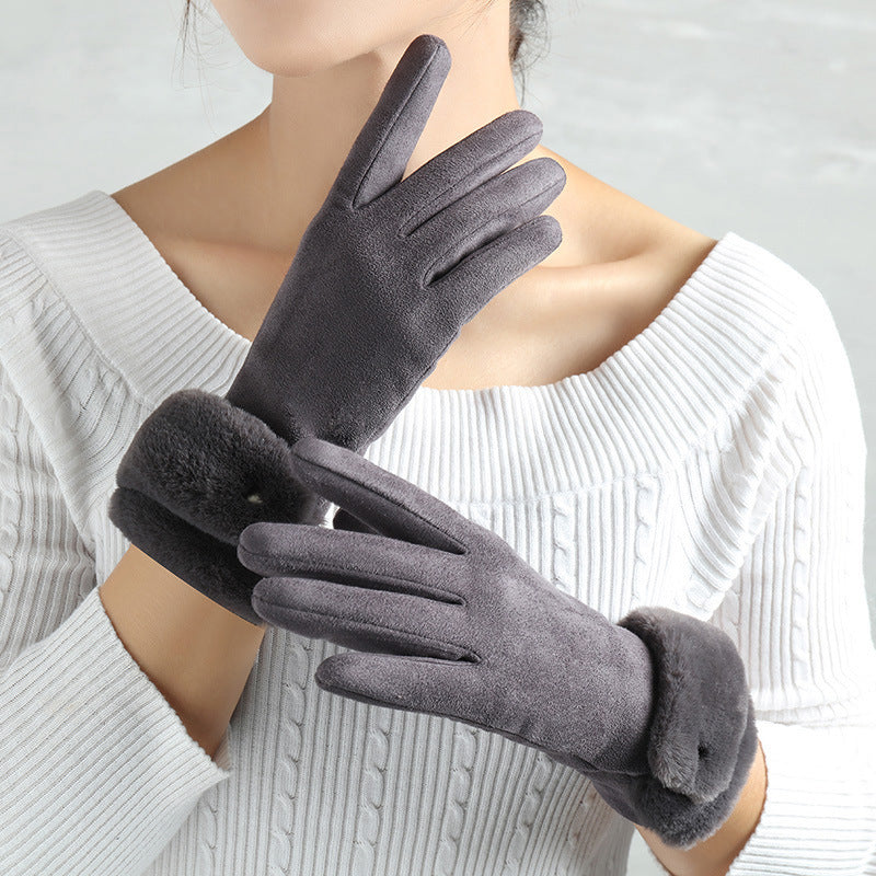 Suede Glove Warm Finger Gloves apparels & accessories