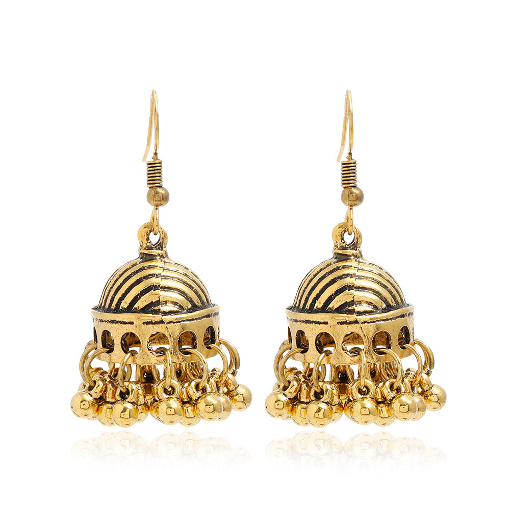 Bohemian Ethnic Carved Vintage Pattern Creative Bell Earrings Jewelry