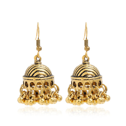 Bohemian Ethnic Carved Vintage Pattern Creative Bell Earrings Jewelry