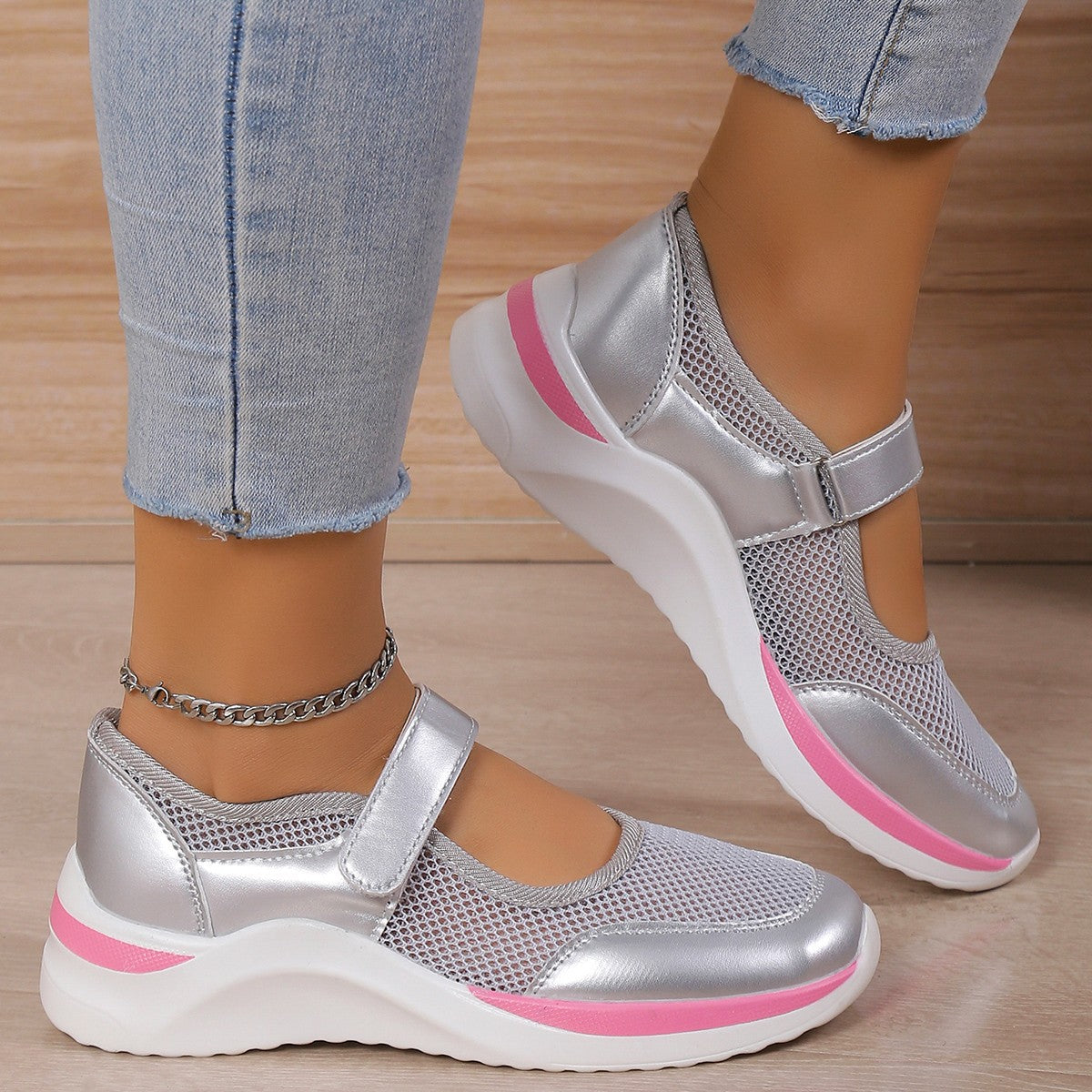Women's Casual Thick Bottom Breathable Velcro Women's Mesh Surface Shoes Shoes & Bags