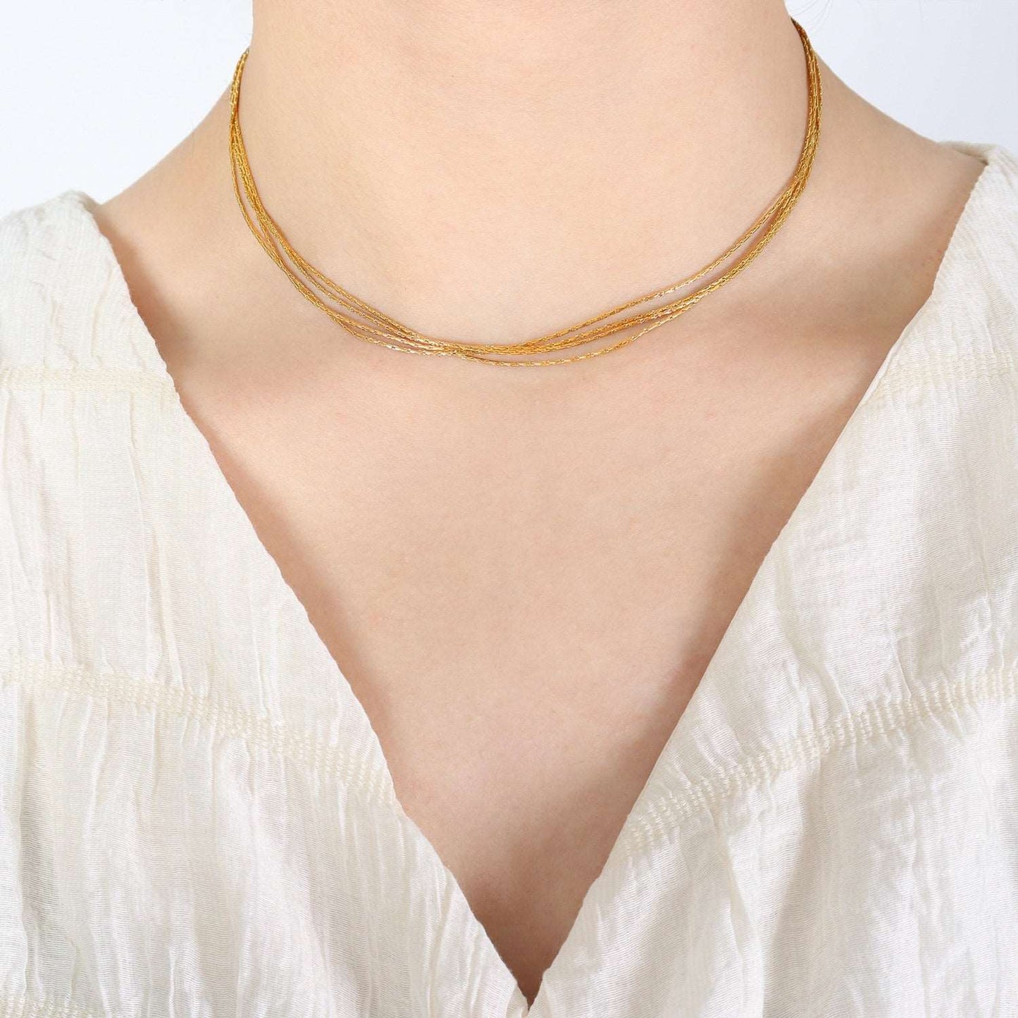 18K Gold-Plated Multi-Layer Clavicle Chain Necklace apparel & accessories