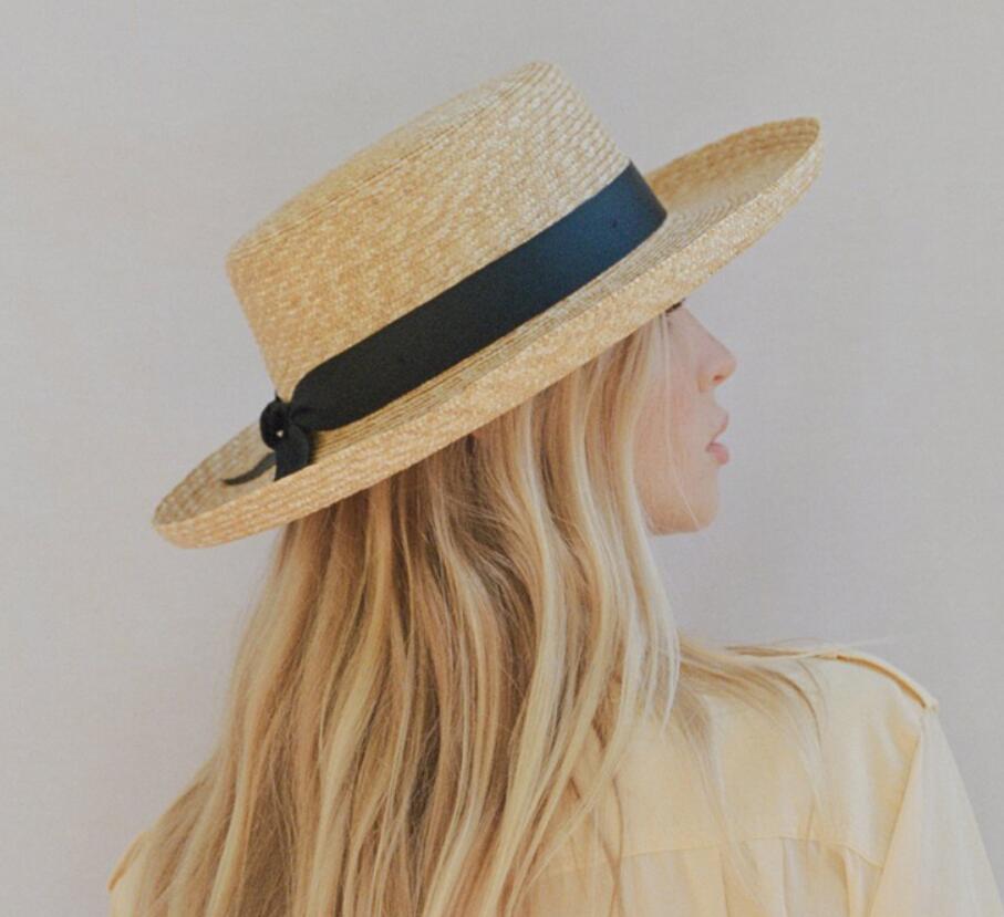 Flanged Flat Top Straw Hat Outdoor Travel apparel & accessories