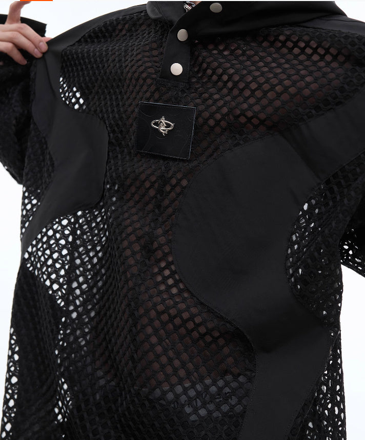 Niche Hollow Mesh Hooded Sweater men's clothing