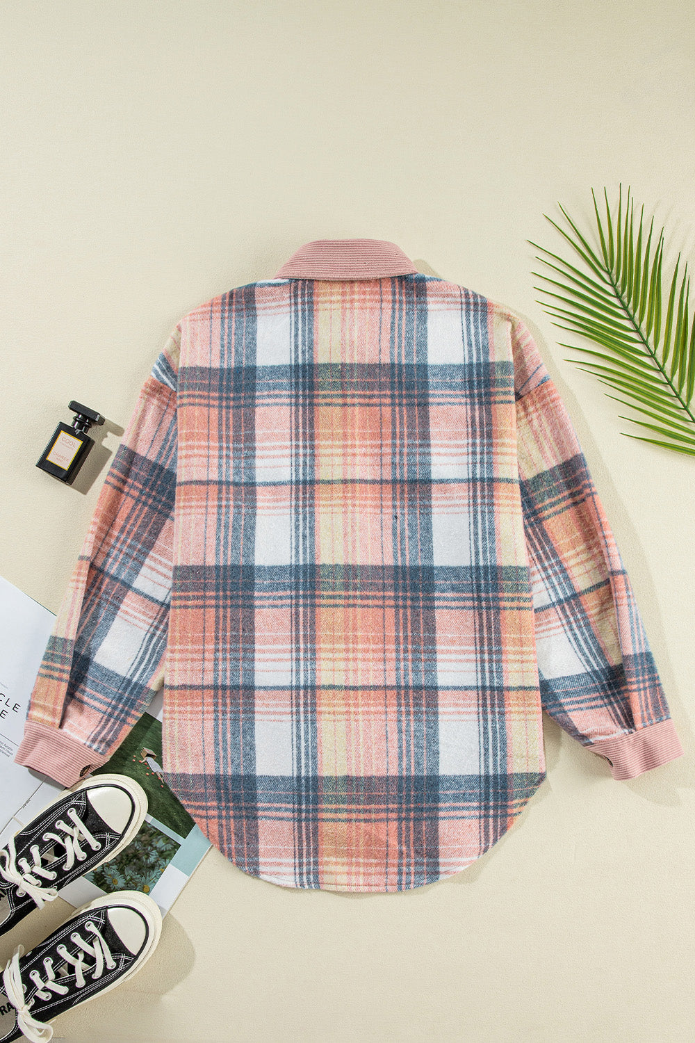 Plaid Button Up Long Sleeve Shacket Dresses & Tops