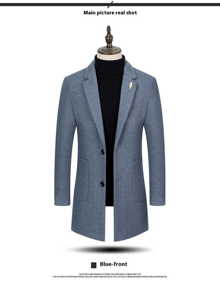 Men's Lapel Herringbone Slim-fit Cashmere Coat men's clothing