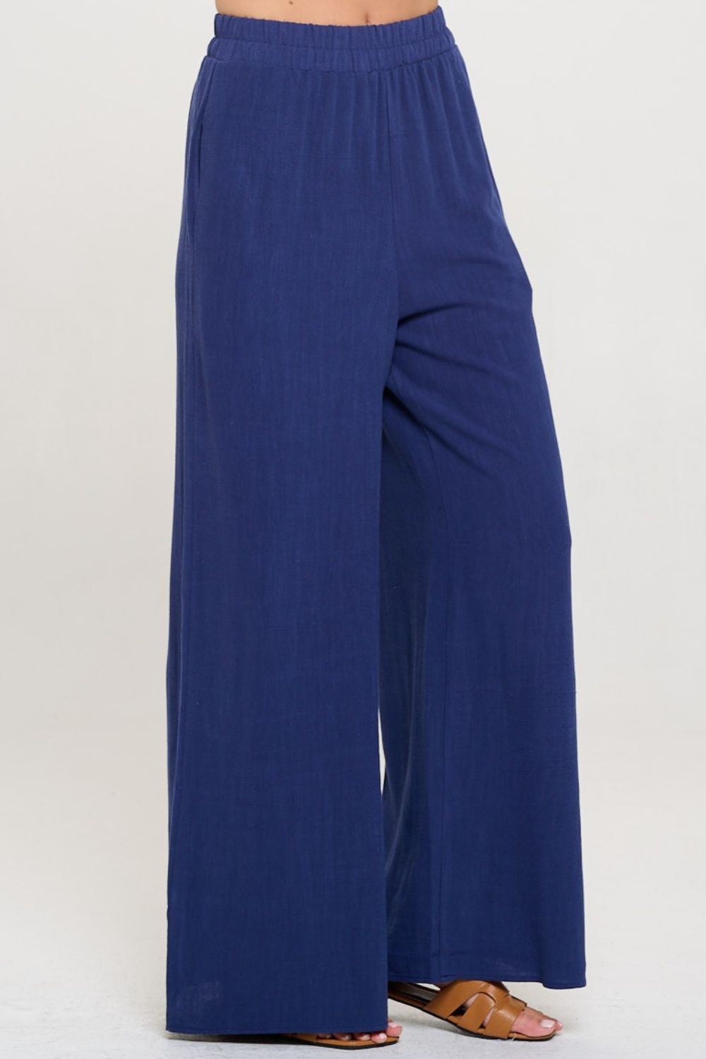 RENEE C Linen Wide Leg Pants with Pockets Bottom wear