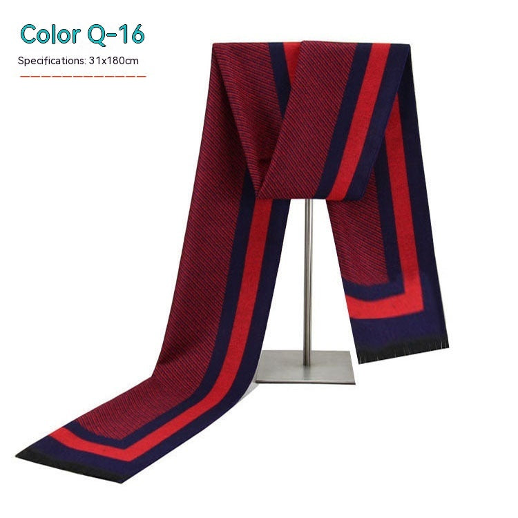 Men's Striped Winter Warm Artificial Cashmere Scarf Men's Scarves