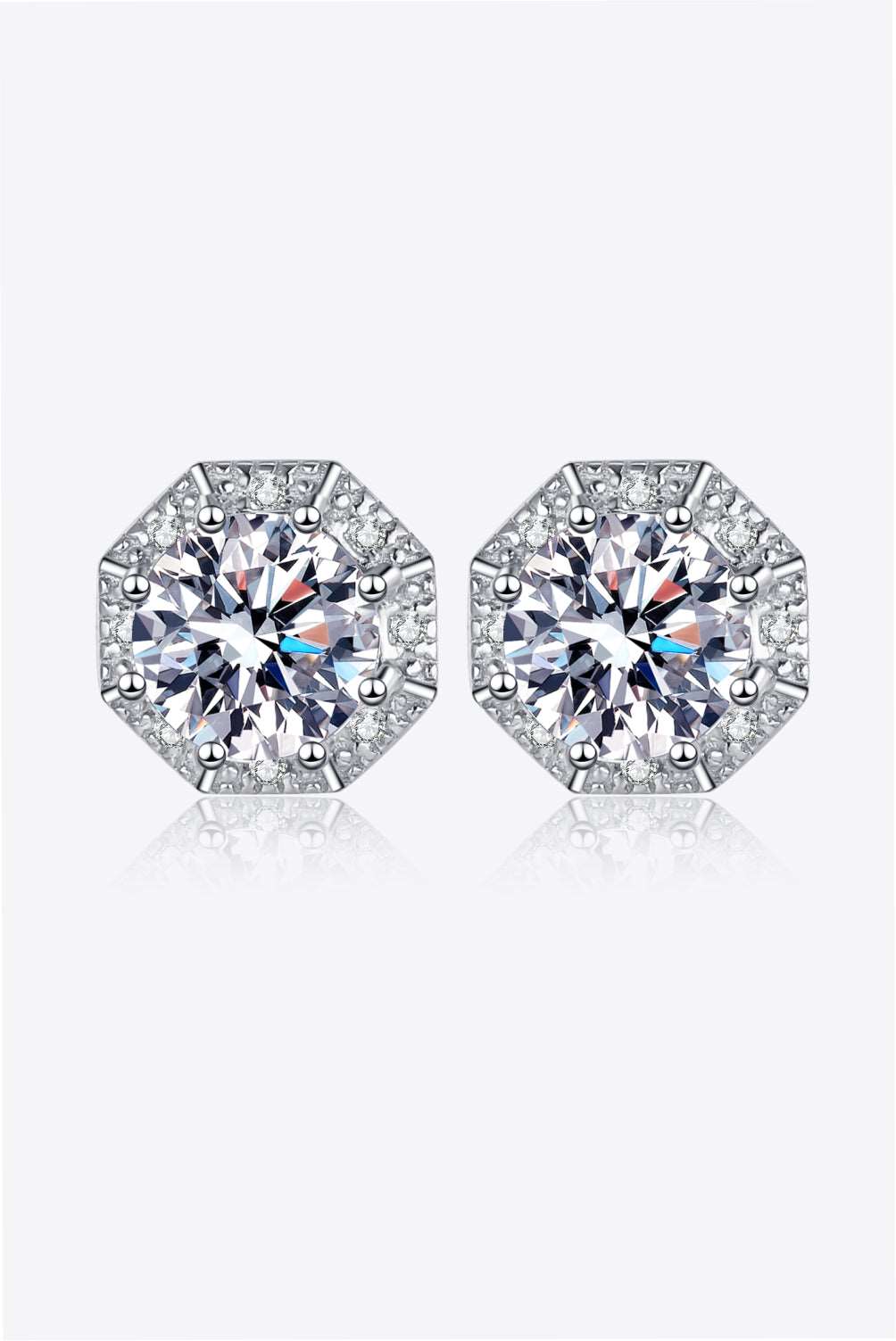 2 Carat Moissanite 925 Sterling Silver Stud Earrings Jewelry