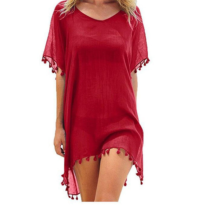 Women Blouses Loose Chiffon Dress Summer Beach Tunic Cover-Up Shirt apparels & accessories