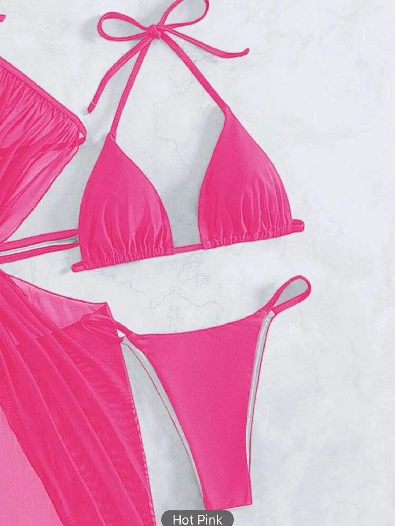 Women's Solid Color Split Swimsuit Three-piece Bikini apparel & accessories