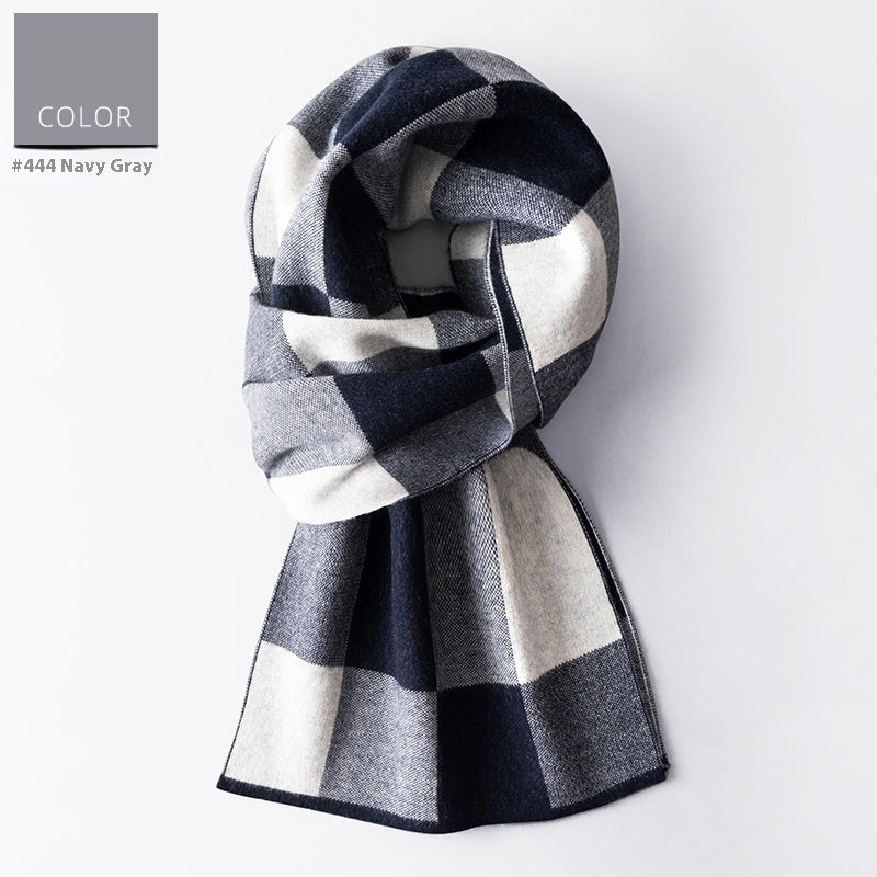 Wool Scarf Men's Winter Plaid Double-sided Scarf Men's Scarves