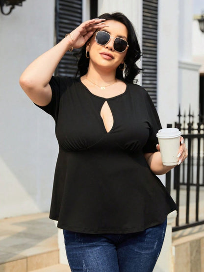 Plus Size Cutout Short Sleeve Blouse Dresses & Tops