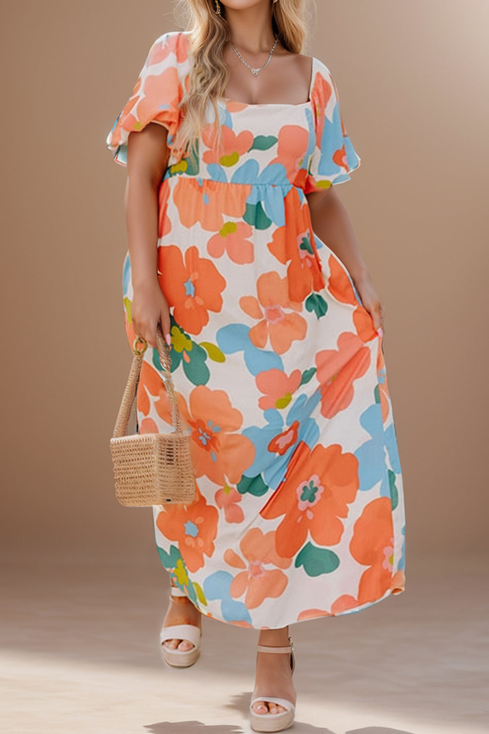 Plus Size Printed Short Sleeve Dress apparel & accessories