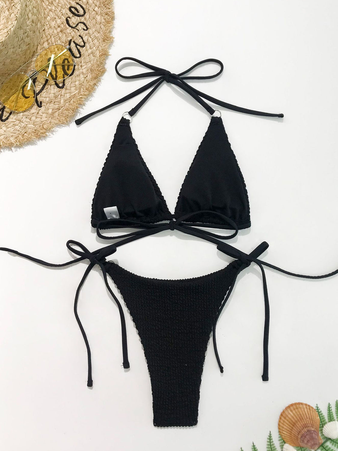 Textured Halter Neck Two-Piece Bikini Set apparel & accessories