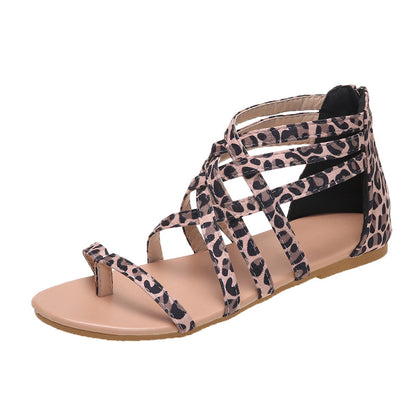 Women's Woven Cross Strap Back Zipper Sandals Shoes & Bags