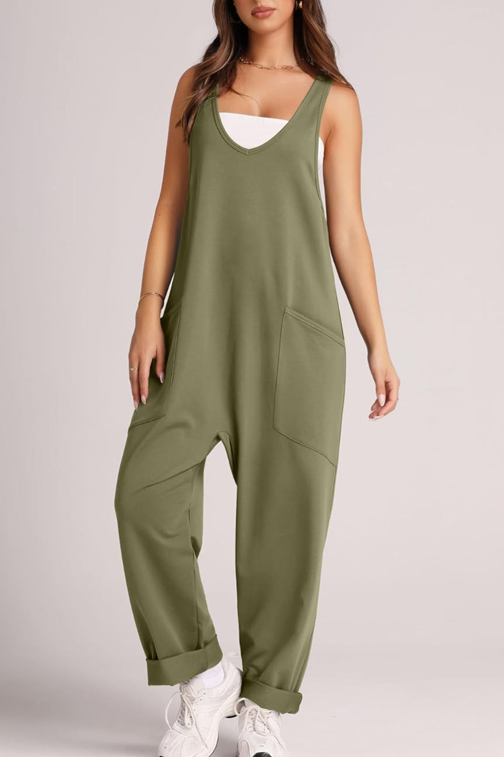 Wide Strap Jumpsuit with Pockets Bottom wear