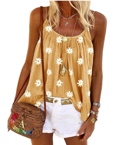 Women's Little Daisy Printed Camisole Large Size Loose Vest apparels & accessories