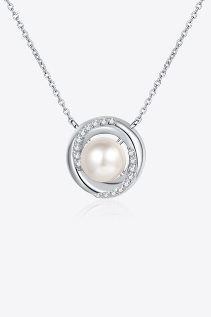 Moissanite Pearl Rhodium-Plated Necklace apparel & accessories