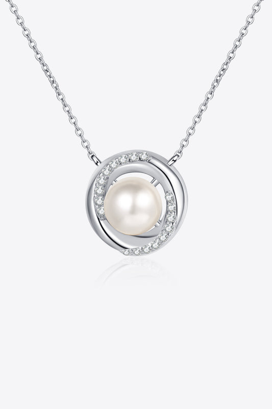 Moissanite Pearl Rhodium-Plated Necklace apparel & accessories