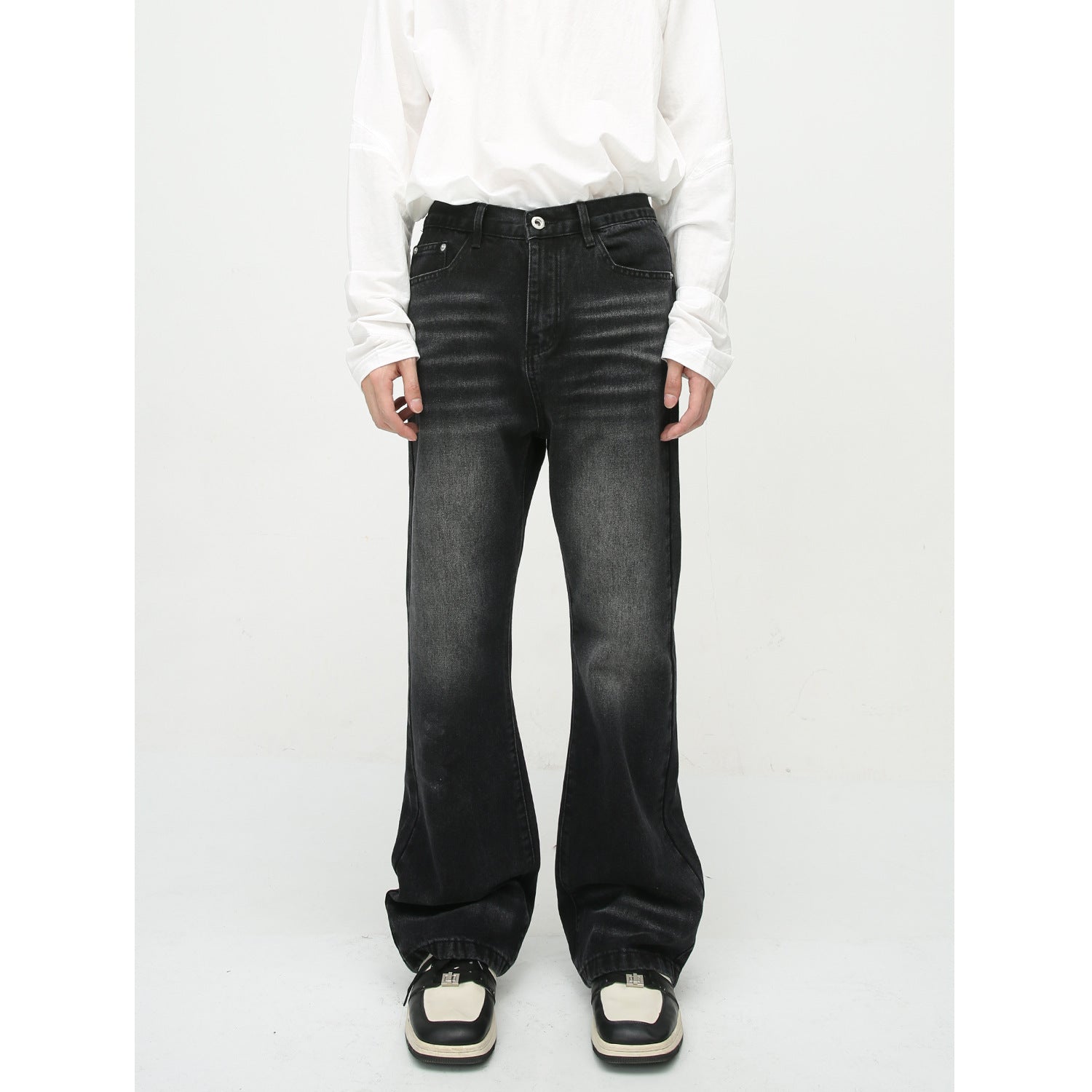 Loose Washed-out Slightly Flared Jeans men's clothing