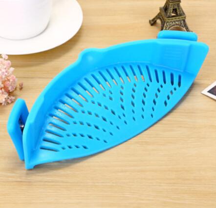 Silicone Clip-on Pot Pan Bowl Funnel Oil Strainer Creative Rice Washing Colander for Draining Liquid Fits All Pot Size HOME