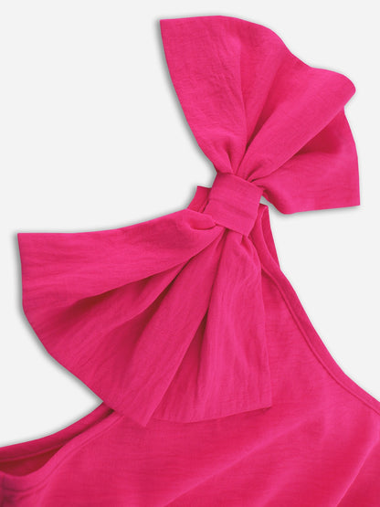 Bow Asymmetrical Neck Sleeveless Dress Dresses & Tops