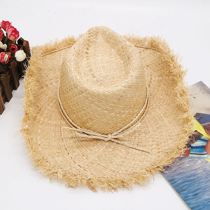 Raw Hem Wide Brim Raffia Hat apparel & accessories