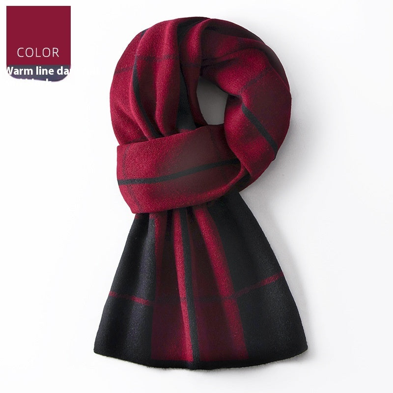 Wool Scarf Men's Winter Plaid Double-sided Scarf Men's Scarves