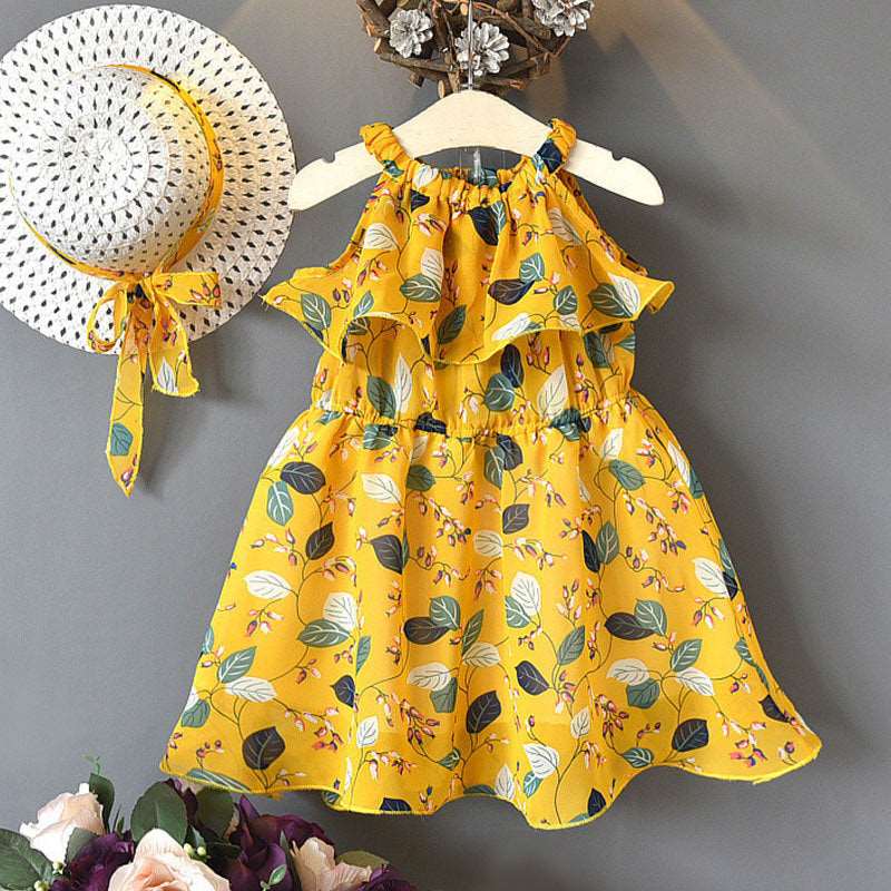 Girls Leaf Chiffon Sleeveless Holiday Bohemian Kids clothes