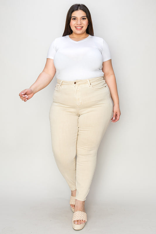 Judy Blue Full Size Garment Dyed Tummy Control Skinny Jeans Bottom wear