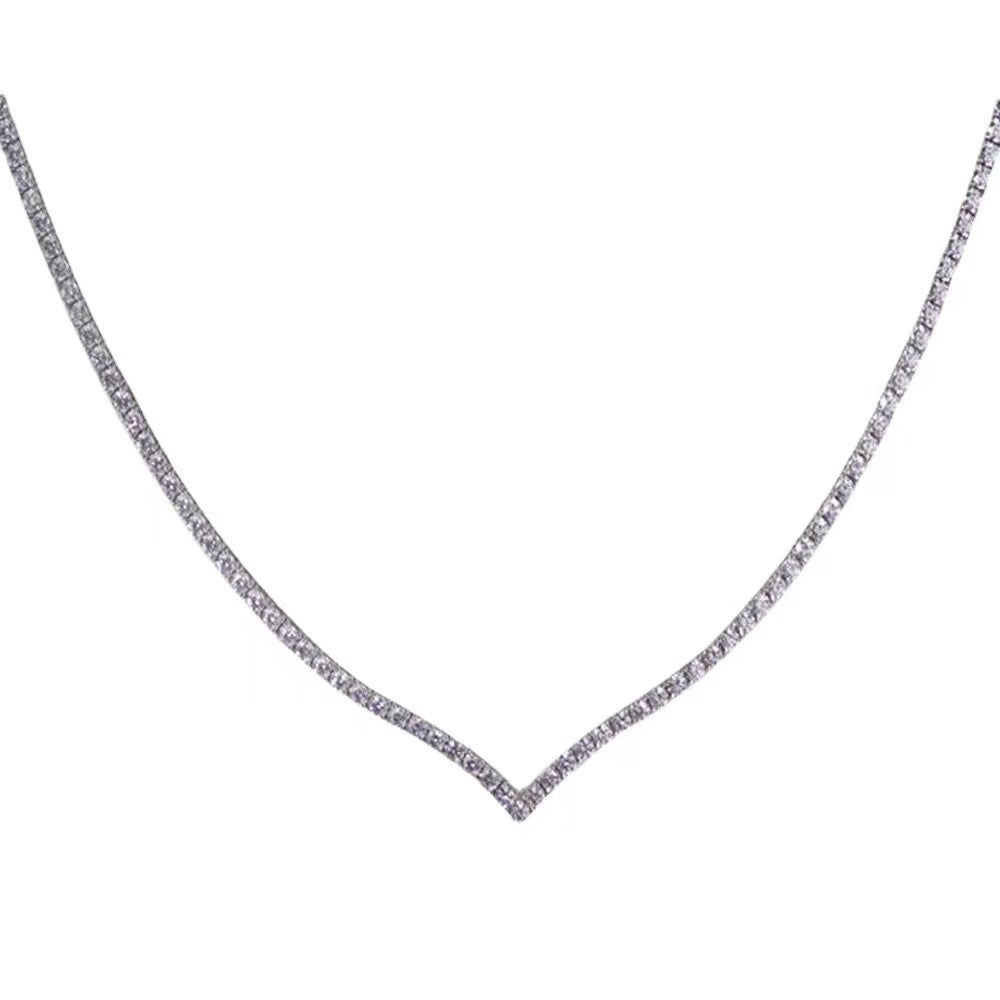 Personalized V-shaped Full Diamond  Party Sexy Necklace Jewelry