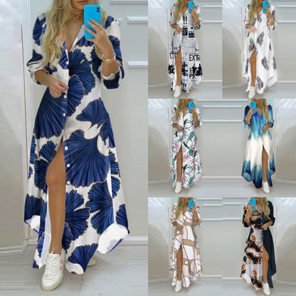 Sexy Dress With Fashion Print And Long-sleeved Shirt apparel & accessories