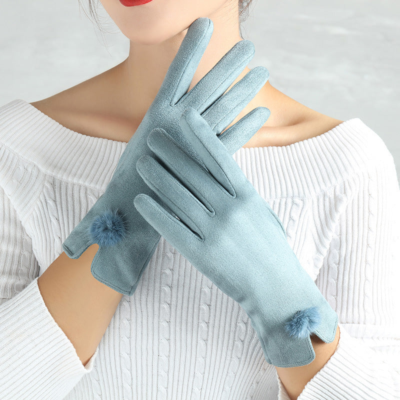 Suede Glove Warm Finger Gloves apparels & accessories