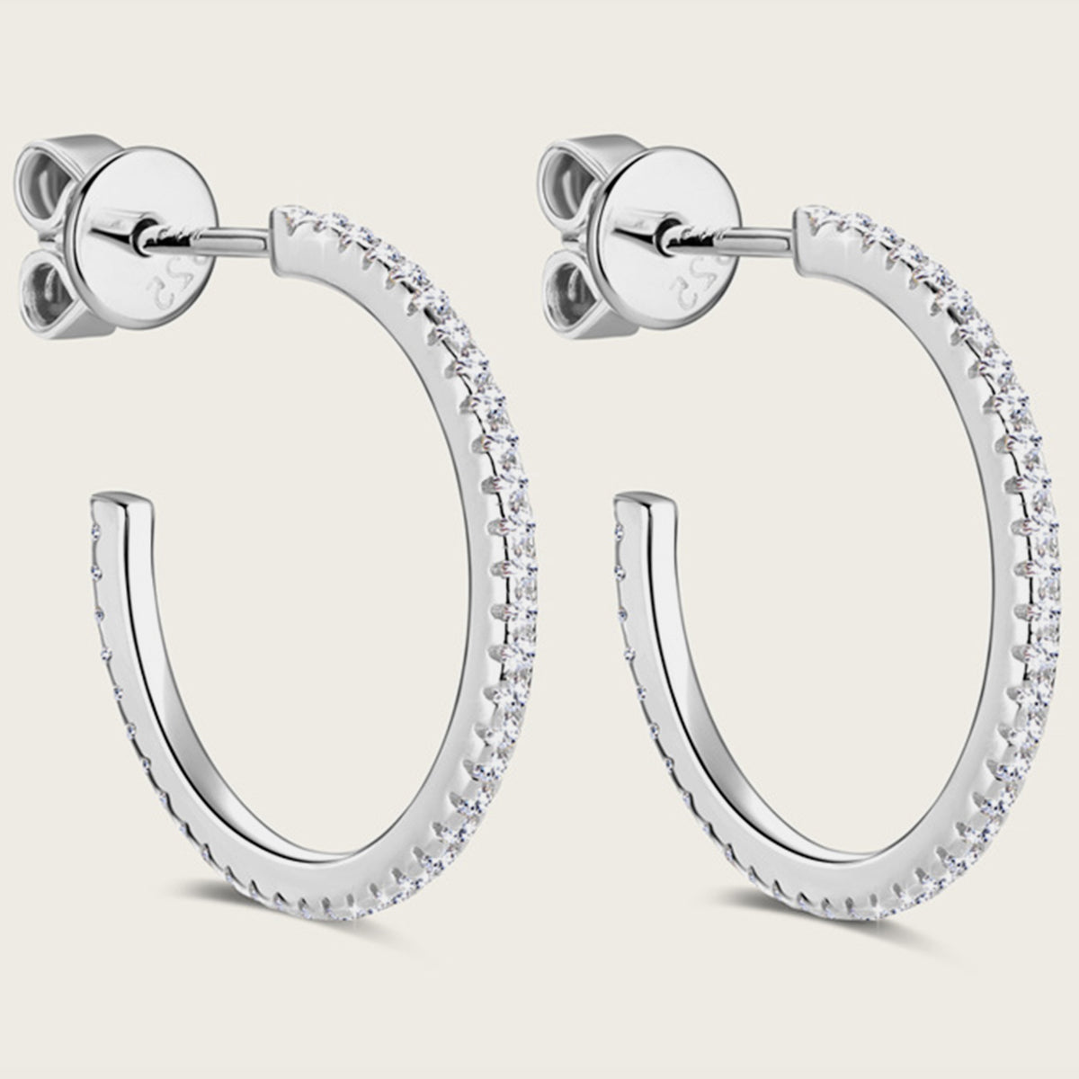 Inlaid Moissanite 925 Sterling Silver C-Hoop Earrings apparel & accessories