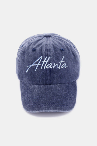 Zenana Washed ATLANTA Embroidered Baseball Cap Accessories for women