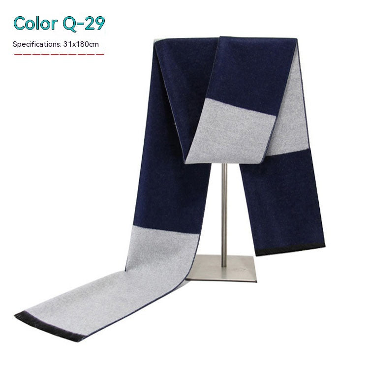 Men's Striped Winter Warm Artificial Cashmere Scarf Men's Scarves