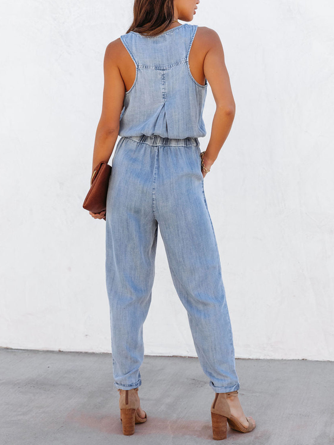 Drawstring Waist Sleeveless Jumpsuit apparel & accessories