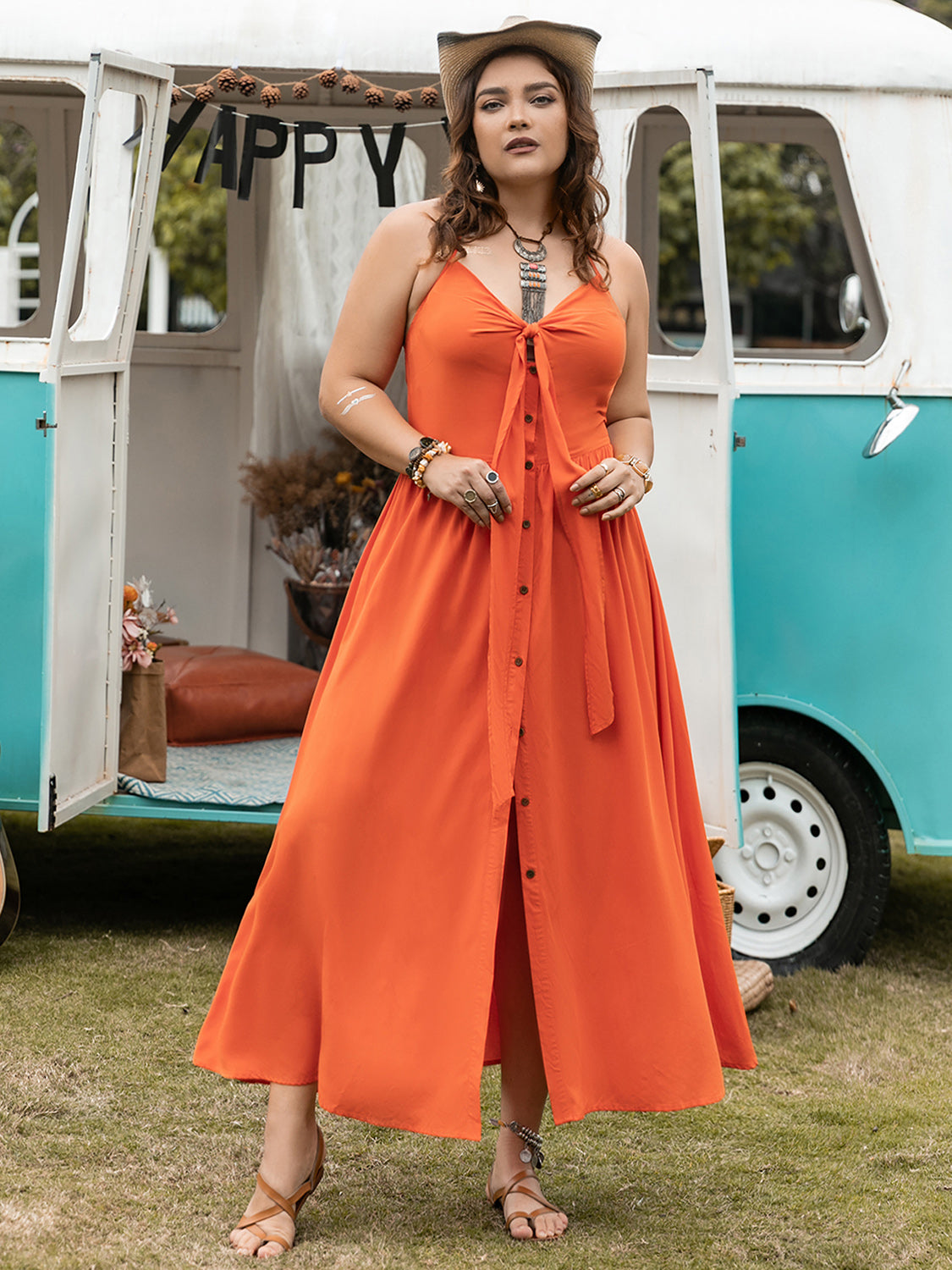 Plus Size Halter Neck Midi Dress Dresses & Tops